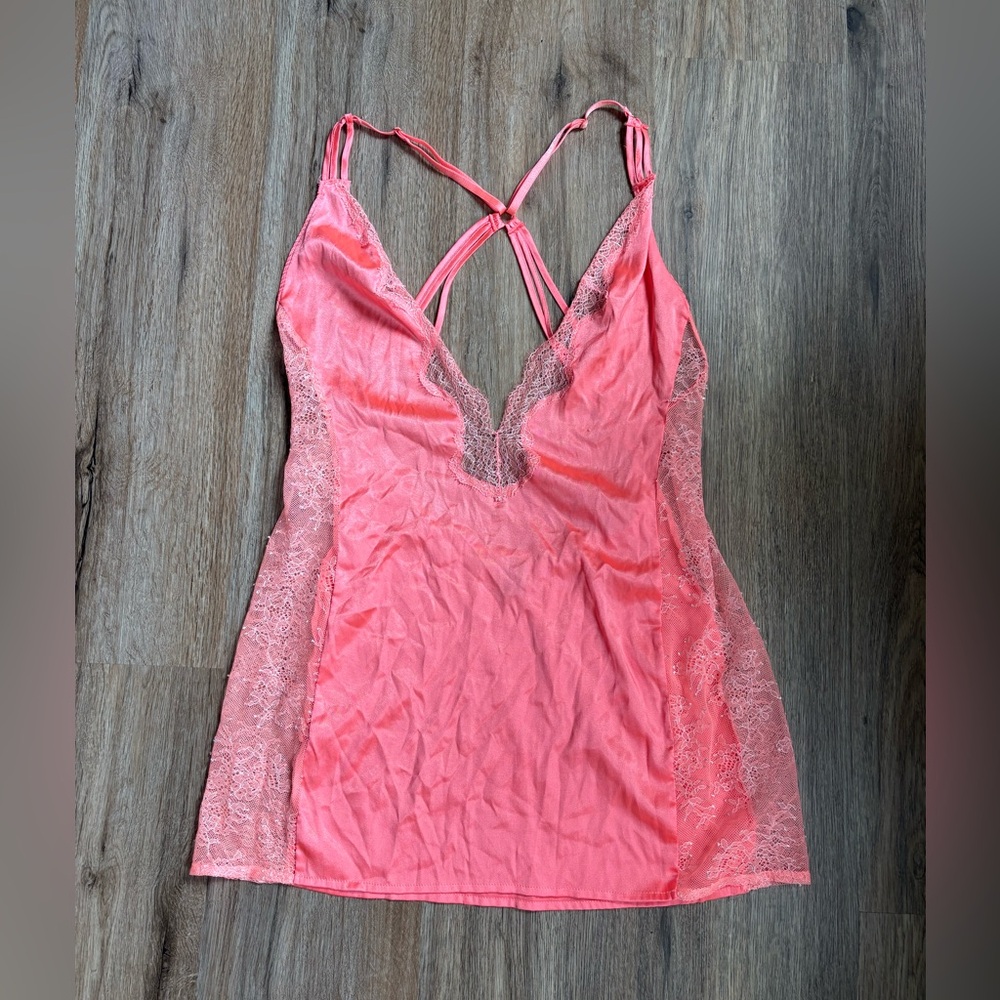 Women's Pink Lace-Trim Chemise